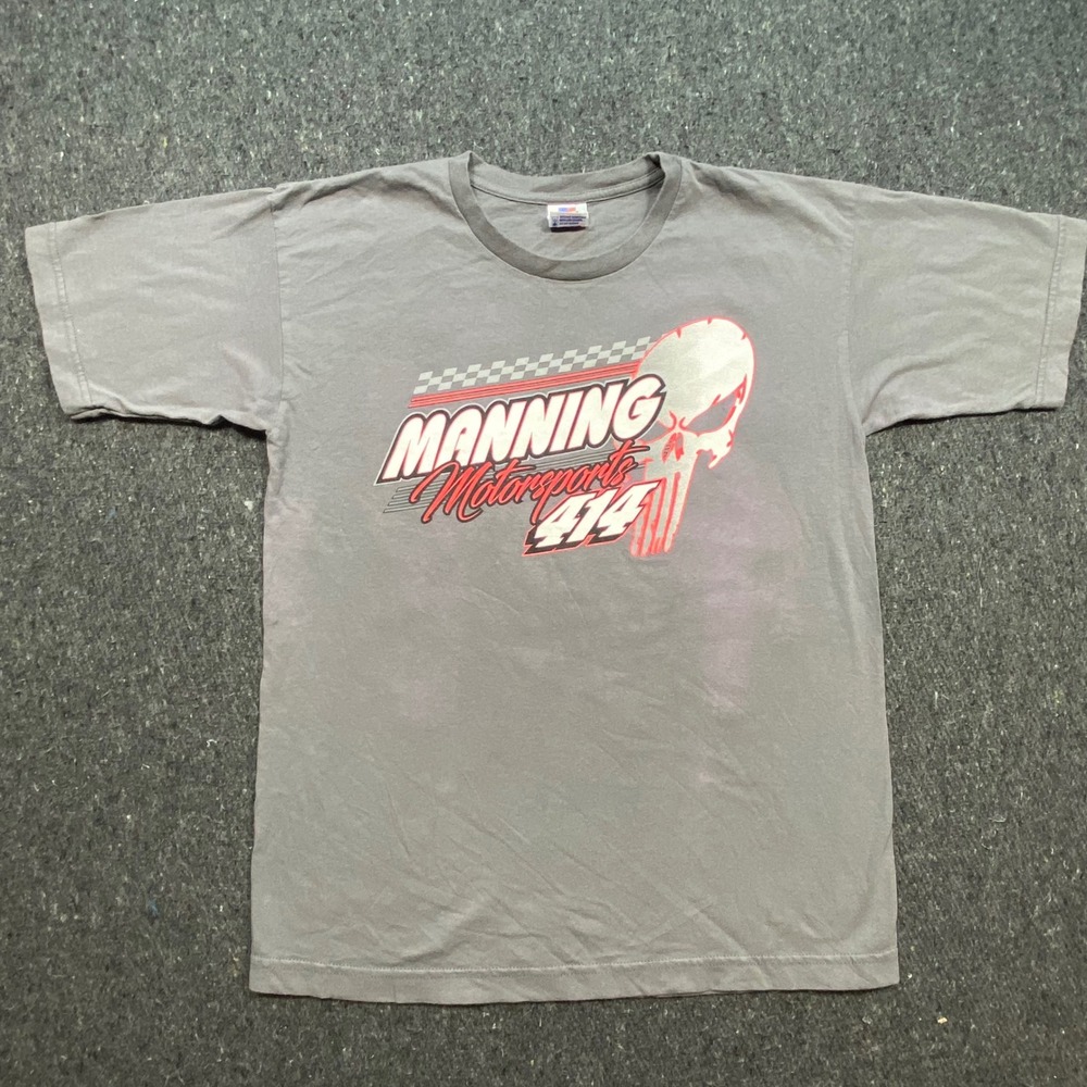 Bayside Racing Mens Medium Roger Manning‎ Motorsports 414 Graphic Shirt Gray USA